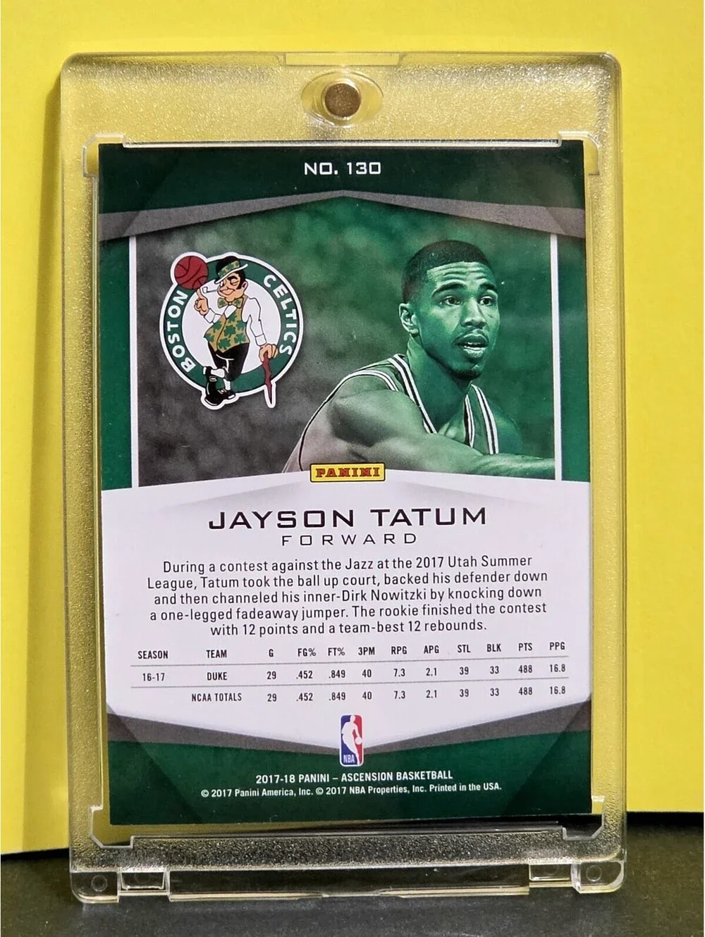 2017-18 Panini Ascension Basketball Jayson Tatum #130 Blue RC Rookie /129